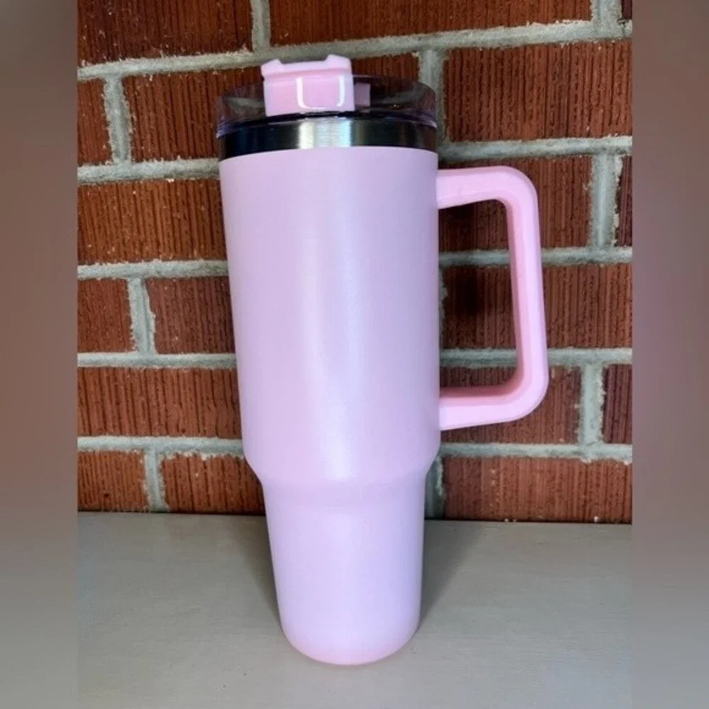 Tumbler Baby Pink Stainless Steel 40 Oz. with Straw and Handle Light Pink Cup